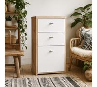 Wyld Haus Willowmere Chest, White And Natural Artisan Oak, 2 Drawers + Cupboard, Compact
