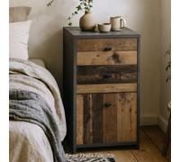 Wyld Haus Willowmere Vintage Wood Chest Storage Cabinet 2 Drawers 1 Door, Grey