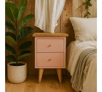 Wyld Haus Wrotham Blush Pink Hand-Painted Mango Wood Bedside Table
