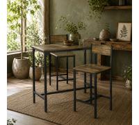 Wyld Haus Yora Keno 3-Piece Industrial Bar Table And 2 Stools - Rustic Brown And Black