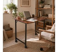 Wyld Haus Zika 80Cm Rustic Brown Folding Desk On Wheels With Lockable Castors