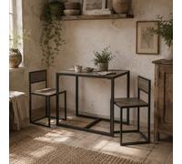 Wyld Haus Zikeba Grey Wood Effect Compact Dining Table & 2 Stool Set Wyld Haus Grey