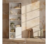Wyld Haus Zimo Rado 6-Tier Tall White Bookcase With Double-Door Storage 59 X 29 X 180 Cm
