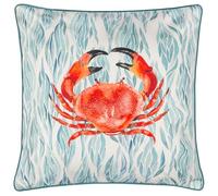 Wylder Abersoch Crab Cushion Cover - Outdoor Water Resistant Coastal Piped Edge Decorative Case (Marine - 45x45cm)