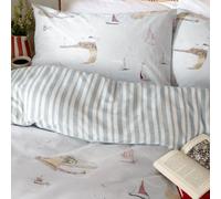 Wylder Duvet Cover Set Abersoch Shore – Reversible 100% Cotton, Sky Blue Double