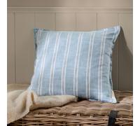 furn. Wylder Abersoch Stripe Cushion Cover - Nautical Stripe Coastal Cotton Decorative Case (Sail Blue - 50x50cm)