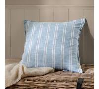 furn. Wylder Abersoch Stripe Polyester Filled Cushion - Nautical Stripe Coastal Cotton Decorative Pillow (Sail Blue - 50x50cm)