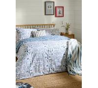 Wylder Abersoch Town Reversible 100% Cotton Duvet Set Super King, Blue