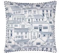 Wylder Abersoch Town Polyester Filled Cushion - Reversible Outdoor Water Resistant Coastal House Piped Edge Decorative Pillow (Sail Blue - 45x45cm)