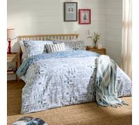 Wylder Abersoch Town Reversible 100% Cotton Duvet Set Super King, Blue
