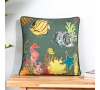 Wylder Abyss Under The Sea Chenille Piped Feather Filled Cushion