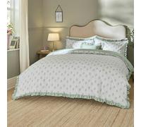 Wylder Ava Reversible Duvet Cover Set - White/Sage - White/Sage - Single