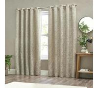 Wylder Bali Jacquard Botanical Eyelet Curtains - Natural - Natural - 229cm x 229cm