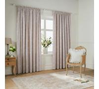 Wylder Bella Lined Floral Pencil Pleat Curtains - Natural - 183cm x 168cm - Natural - 100% Cotton