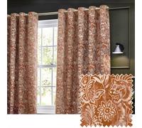 Wylder Bengal Chenille Room Darkening Eyelet Curtain Pair Amber (W)168Cm X (D)137Cm