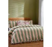 Wylder Birdie Stripe Duvet Cover Set- Pink Pink/Green