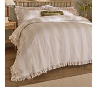 Wylder Birdie Stripe Ruffle Duvet Cover Set, Natural, Super King