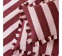 Wylder Birdie Stripe Ruffle Pillowcase Pair, Burgundy/blossom, 50 X 75Cm