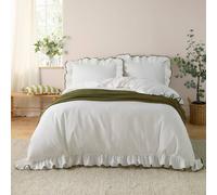 Wylder Nature Blousey Cotton Ruffle Duvet Cover Set, Double, Olive, Green