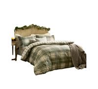 Wylder Braemar Brushed Checked Reversible Duvet Cover Set - Green/Natural - Green/Natural - Double