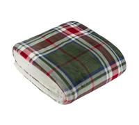 Wylder Braemar Sherpa Fleece Tartan Throw - Berry/Pine - 140cm x 180cm - Berry/Pine - 100% Polyester
