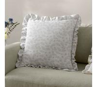 Wylder Chloe Printed Ruffle Feather Filled Cushion, Soft White, 50Cm X 50Cm
