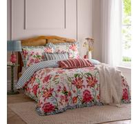 furn. Wylder Claudia Duvet Cover Set - Cotton Rich Floral Ruffle Trim Oxford Bedding (Multicolour - King - 230x220cm)