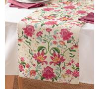 furn. Wylder Claudia Table Runner - Indoor/Outdoor Washable Floral Blue Heritage Stripe Quick Drying Dining Table Decoration (Candy Red - 220x35cm)