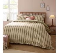 Wylder Connie Stripe Cotton Rich Ruffled Trim Reversible Duvet Cover Set