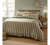 Wylder Connie Duvet Cover Set Stripe Cotton Rich Ruffled Trim Reversible