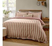 Wylder Nature Connie Striped Ruffle Duvet Cover Set, Single, Clay Pink, Pink