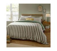 Wylder Connie Ruffles Striped Duvet Cover Set - Moss - King/Super King - Moss - 60% Cotton/40% Polyester