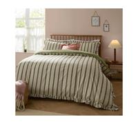 Wylder Connie Ruffles Striped Duvet Cover Set - Olive - Olive - Single