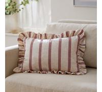 Wylder Connie Striped Ruffle Cushion Cover, Clay Pink, 35Cm X 50Cm