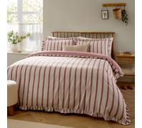 Wylder Connie Striped Ruffle Duvet Cover Set, Clay Pink, Double