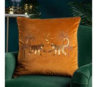 Wylder Dusk Monkey Embroidered Velvet Piped Feather Rich Filled Cushion