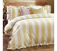 Wylder Nature Wylder Birdie Stripe Ruffle King Duvet Cover Set Butter Yellow, Yellow