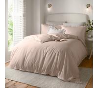 furn. Wylder Nature Tilly Duvet Cover Set - 100% Tumbled Cotton Minimal Ruffle Bedding with Elegant Trim (Blush Pink - King)
