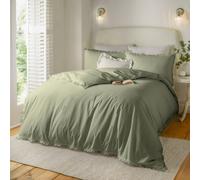 Wylder Nature Tilly Duvet Cover Set - 100% Tumbled Cotton Minimal Ruffle Bedding with Elegant Trim (Sage - King)