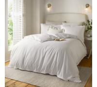 Wylder Nature Tilly Duvet Cover Set - 100% Tumbled Cotton Minimal Ruffle Bedding with Elegant Trim (White - King)