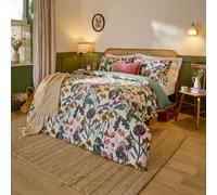 furn. Wylder Florapedia Duvet Cover Set - Autumn Country Floral Cotton Blend Bedding (Oatmeal - Super King)