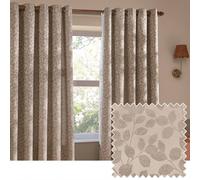 Wylder Grace Leaf Floral Jacquard Room Darkening Eyelet Curtain Pair, Taupe, (W) 229Cm X (D) 183Cm