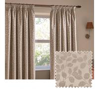 Wylder Grace Leaf Jacquard Fully Lined Pencil Pleat Curtain Pair, Taupe, (W) 229 X (D) 183Cm
