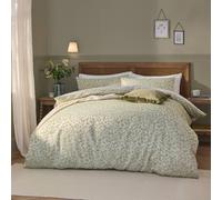 furn. Wylder Grace Leaf Duvet Cover Set - Matt Satin Jacquard Tonal Reverse Bedding (Sage - Double)