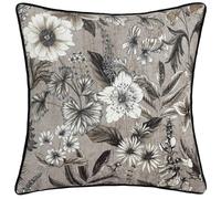 Wylder Harlington Botany Piped Velvet Floral Cushion Cover - Sepia - 50cm x 50cm - Sepia - 100% Polyester