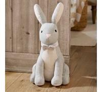 furn. Wylder Harvey Hare Door Stop - Cotton Herringbone Check Weighted Novelty Door Stopper (Natural - 21x20x28cm)