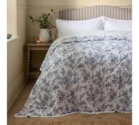 Wylder Hermione Ruffled 100% Cotton Floral Bedspread in White | Size: Double Wylder White Double