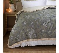 Wylder Hermione Ruffled 100% Cotton Floral Bedspread | Various Colours
