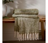 furn. Wylder Isla Throw - Woven Soft Textured Neutral Blanket with Tassel Trim (Green - 130x180cm)