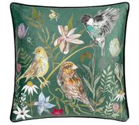 Wylder Meadow Bloom Birds Printed Chenille Cushion Cover